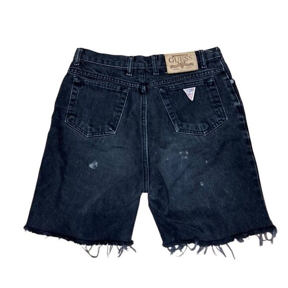 Vintage 90’s Guess Black Stonewash Jean Shorts Jorts Women’s 31 - Picture 2 of 5